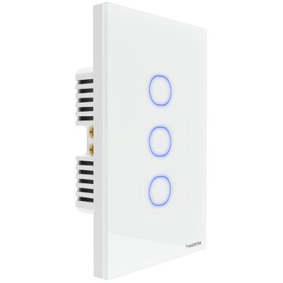 Interruptor Touch Smart Tramontina 3 Canais com Painel em Vidro Branco
