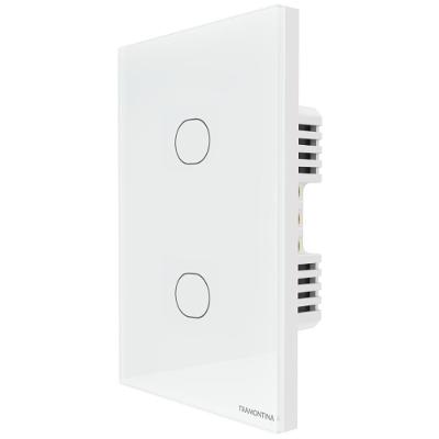 Interruptor Touch Smart Tramontina 2 Canais Controle App e Voz LED Azul Branco Bivolt