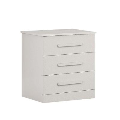 Mesa de Cabeceira Rubi 3 Gavetas MDF Moderno Branco Leifer Móveis