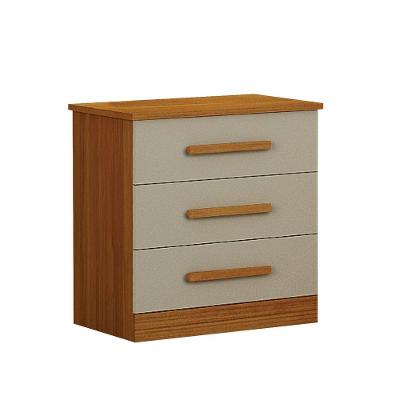 Mesa de Cabeceira Rubi 3 Gavetas MDF Moderno Off White Leifer Móveis