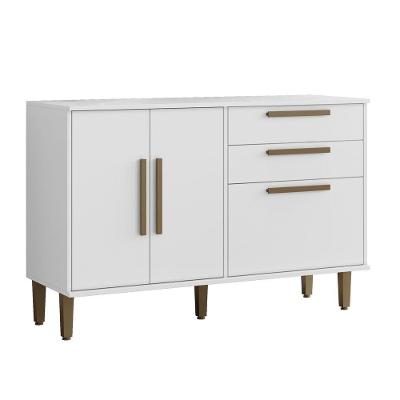 Balcão Lorena 3 Portas 2 Gavetas MDF-MDP 119CM Branco Kaiki Móveis