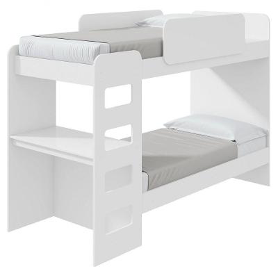 Beliche Solteiro Olga com LED Cantos Arredondados MDF-MDP Branco