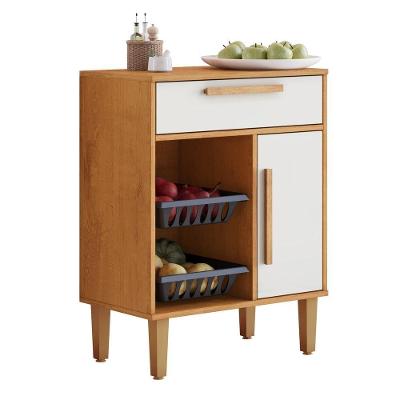 Fruteira Lorena 1 Porta 1 Gaveta MDF 60CM Off White Kaiki Móveis