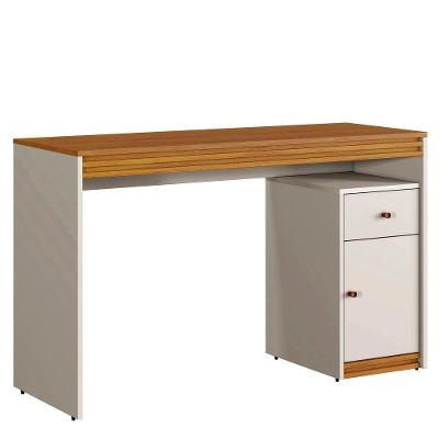 Escrivaninha Retangular Madrid Moderno 1 Gaveta MDP 120CM Off White-Naturalle Mavaular Móveis