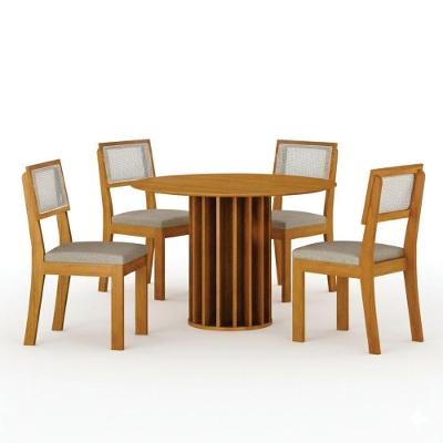 Conjunto de Jantar Flora 4 Lugares Tampo MDF com Cadeiras Estofadas Cinamomo 108CM Leifer Móveis