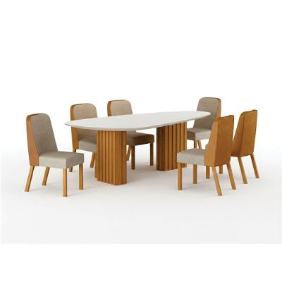 Conjunto de Jantar Ísis 6 Lugares Tampo MDF com Vidro Off White 200CM Leifer Móveis