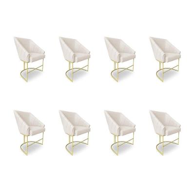 Poltrona Alana Decorativa em Linho com Base Ferro Dourado Confortável Bege Pallazio