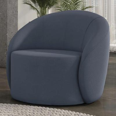 Poltrona Steve Decorativa Redonda Suede Confortável Azul Marinho Mpozenato