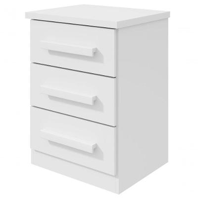 Mesa de Cabeceira Baiao 3 Gavetas MDP Moderno Branco Móveis Lopas