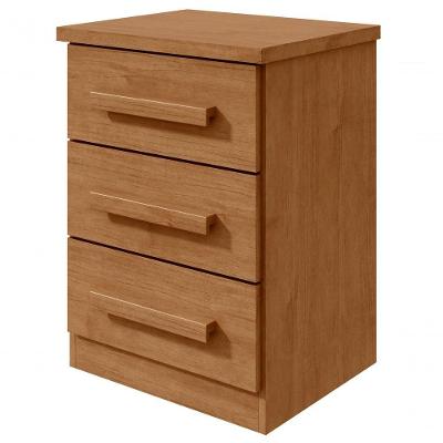 Mesa de Cabeceira Baiao 3 Gavetas MDP Moderno Amendoa Clean Fosco Moveis Lopas
