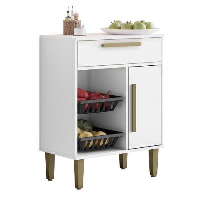Fruteira Lorena 1 Porta 1 Gaveta MDF 60CM Branco Kaiki Móveis Cozinha