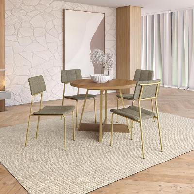 Conjunto de Jantar Guatemala 4 Lugares Tampo MDP Estrutura Aço Dourado Ø99CM Móveis Carraro