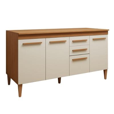 Balcão Toronto 4 Portas 2 Gavetas MDP 153CM Off White Kaiki Móveis