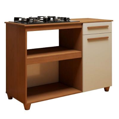 Balcão para Cooktop Chicago 1 Porta 1 Prateleira MDP TAMANHO 114,5CM Off White Kaiki Móveis