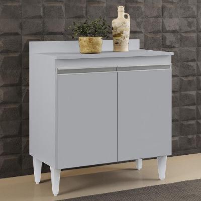 Balcão Hawai 2 Portas 1 Prateleira MDP TAMANHO 80CM Cinza Claro Lumil Móveis