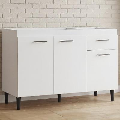 Balcão Poquema 3 Portas 1 Gaveta 1 Prateleira MDP 120CM Branco