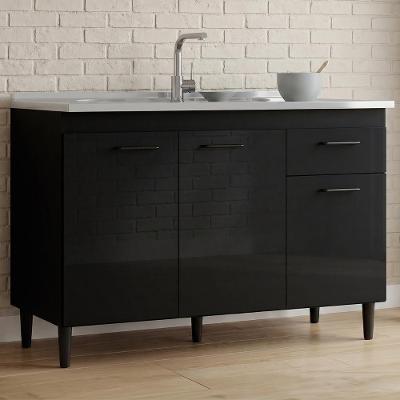 Balcão de Cozinha Classic Z46 3 Portas 1 Prateleira MDP TAMANHO 120cm Preto Mpozenato