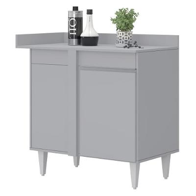 Balcão Denver 1 Porta 1 Prateleira MDP TAMANHO 90CM Cinza Claro Lumil Móveis