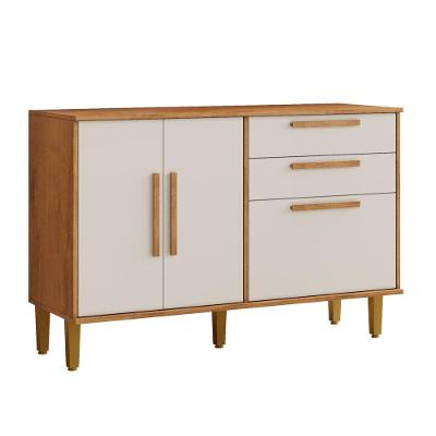 Balcão Lorena 3 Portas 2 Gavetas MDF-MDP 119CM Off White Kaiki Móveis