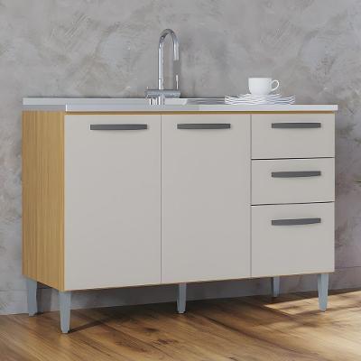 Balcão de Cozinha Livy 3 Portas 1 Prateleira MDP TAMANHO 120cm Off White Mpozenato