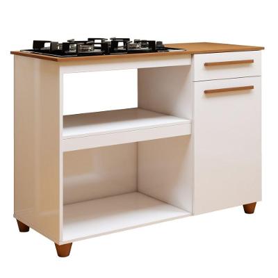 Balcão para Cooktop Chicago 1 Porta 1 Gaveta MDP TAMANHO 114,5CM Branco Kaiki Móveis
