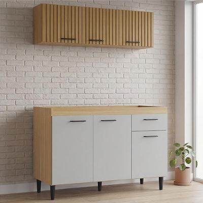 Armário de Cozinha e Balcão Classic 6 Portas 1 Prateleira MDP 120cm Off White Mpozenato