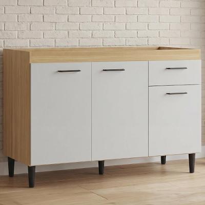 Balcão Classic 3 Portas 1 Prateleira MDP TAMANHO 120cm Off White Mpozenato