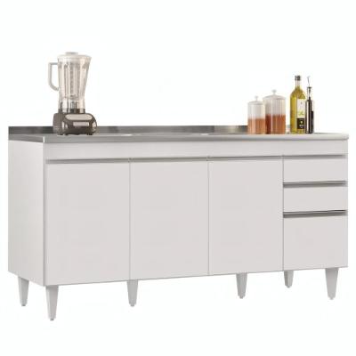 Balcão Arkansas 4 Portas 1 Prateleira MDP TAMANHO 160cm Branco Lumil Móveis