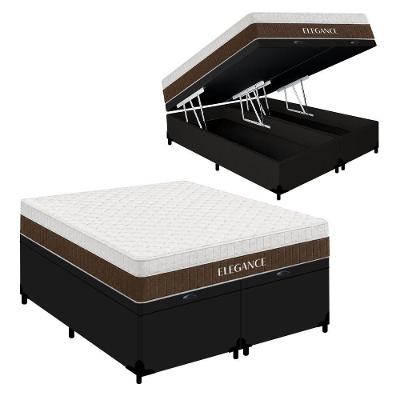 Cama Box com Baú King Elegance Pillow Top Molas Ensacadas Tecido Sintético Royal