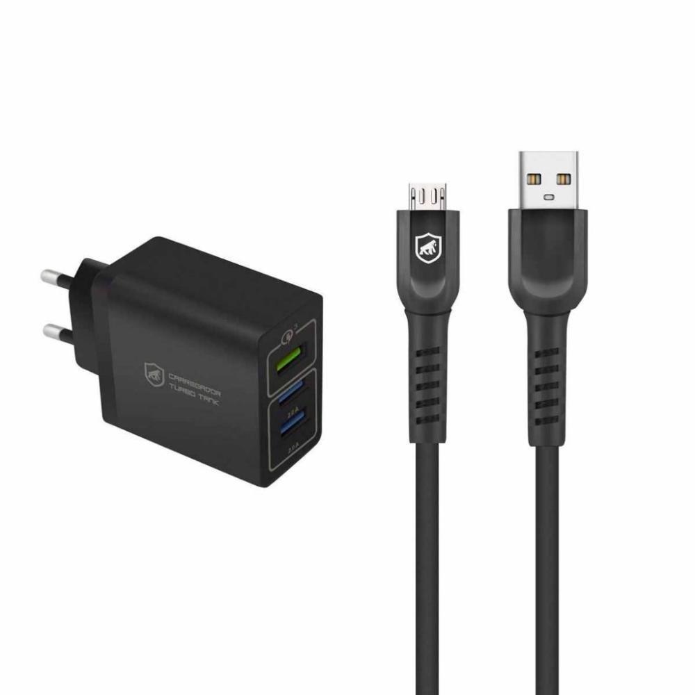 Kit Carregador Turbo Triplo E Cabo Dual Shock Micro Usb V8 - Gshield - 1