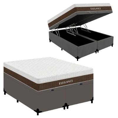 Cama Box com Baú Queen Elegance Molas Ensacadas Tecido Cinza Royal
