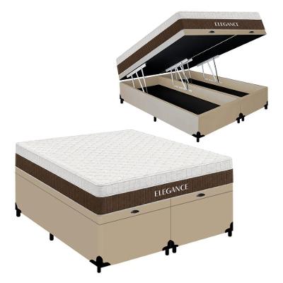 Cama Box com Baú King Elegance Euro Pillow Molas Ensacadas Tecido Sintético Royal
