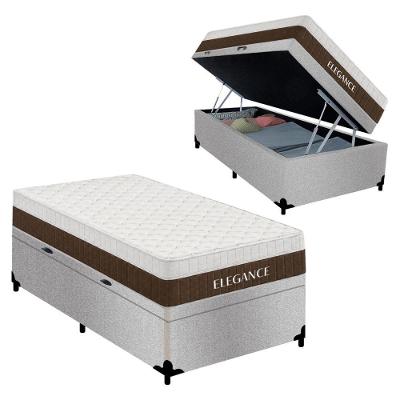 Cama Box com Baú Solteiro Elegance Estrutura Madeira Suede Cinza Royal