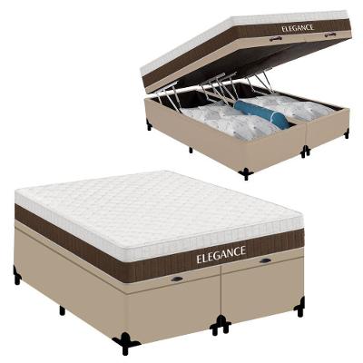 Cama Box com Baú Casal Elegance Pillow Top Molas Ensacadas Tecido Sintético Royal