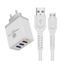 Kit Carregador Turbo Triplo + Cabo Dual Shock Micro Usb V8 Branco - Gshield - 1