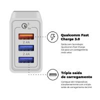 Kit Carregador Turbo Triplo + Cabo Dual Shock Micro Usb V8 Branco - Gshield - 7