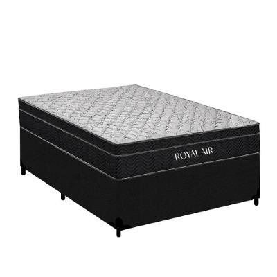 Cama Box com Colchão Casal Royal Air Pillow Top Molas Ensacadas Suede Preto
