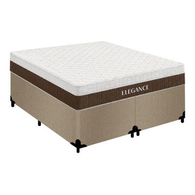 Cama Box com Colchão King Elegance Pillow Top Molas Ensacadas Suede Bege Royal
