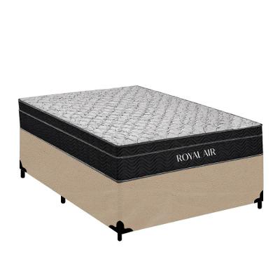 Cama Box com Colchão Casal Royal Air Suporta 150kg Molas Ensacadas Suede Bege