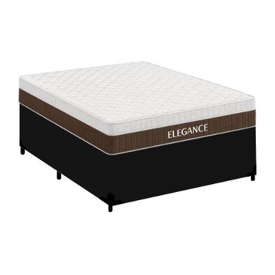 Cama Box com Colchão Casal Elegance Pillow Top Molas Ensacadas Tecido Preto Royal