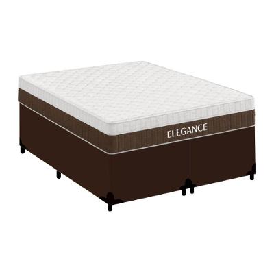 Cama Box com Colchão Casal Elegance Pillow Top Molas Ensacadas Tecido Marrom Royal