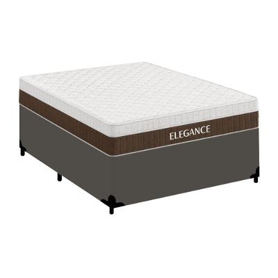 Cama Box com Colchão Casal Elegance Pillow Top Molas Ensacadas Cinza Royal