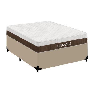 Cama Box com Colchão Casal Elegance Pillow Top Molas Ensacadas Tecido Bege Royal