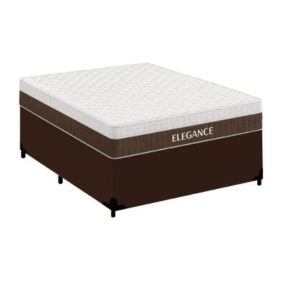 Cama Box com Colchão Casal Elegance Molas Ensacadas Tecido Marrom Royal