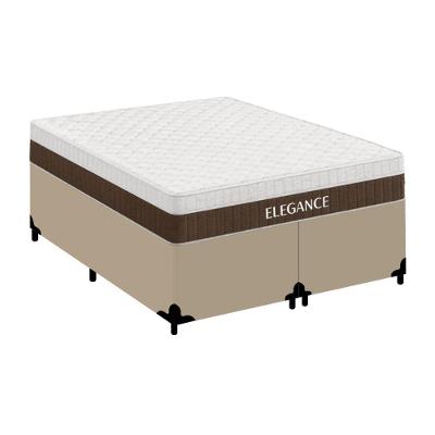 Cama Box com Colchão Casal Elegance Pillow Top Molas Ensacadas Bege Royal