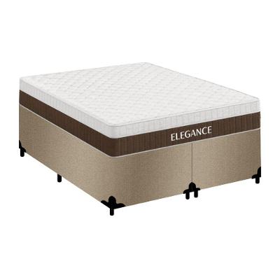 Cama Box com Colchão Casal Elegance Pillow Top Molas Ensacadas Suede Bege Royal