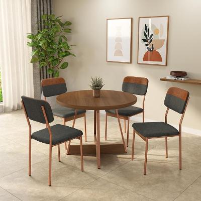 Conjunto de Jantar Belgravia 4 Lugares Tampo MDP com Estrutura em Aço Rosê 99CM Móveis Carraro