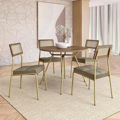 Conjunto de Jantar Carolina 4 Lugares Tampo MDP Estrutura Aço Dourado 98.5CM Móveis Carraro
