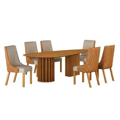 Conjunto de Jantar Belle 6 Lugares Tampo MDF Design Orgânico Terracota 180CM Leifer Móveis