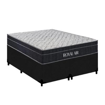Cama Box Queen Royal Air Pillow Top Molas Ensacadas Suede Preto